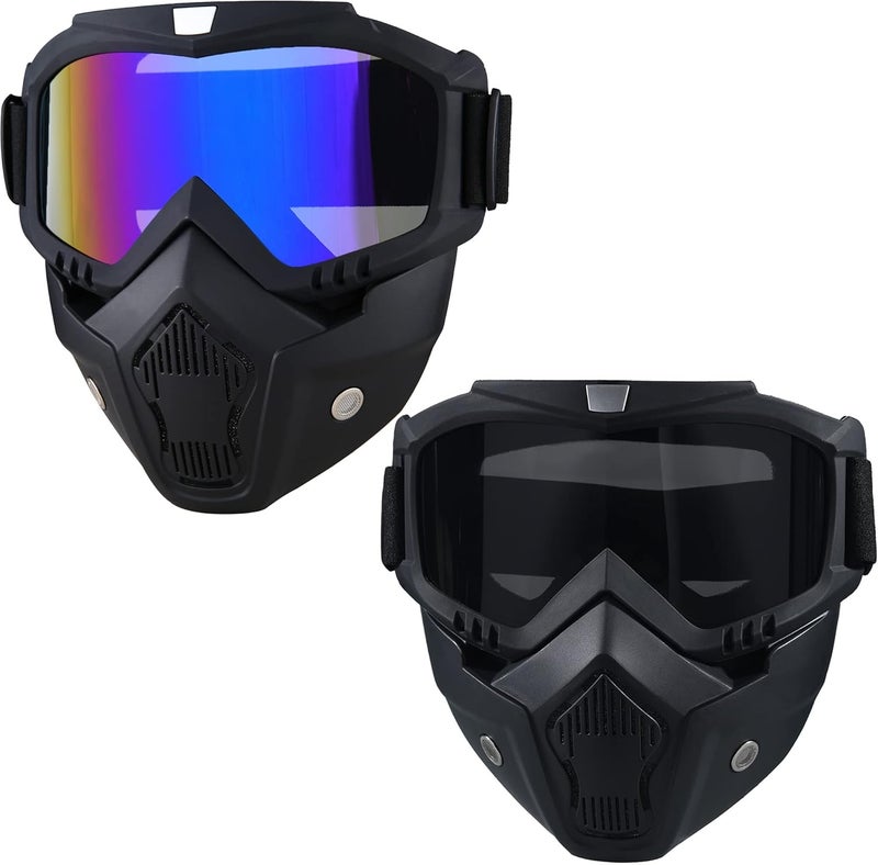 CROSSBODY Motorcycle Helmet Riding Goggles Glasses with Removable Face Mask,Vintage Bullet Fight Motocross,Paintball Mask Anti Fog,Tactical Full Face Mask Ski Mask Goggles Detachable Adjustable - Image 1
